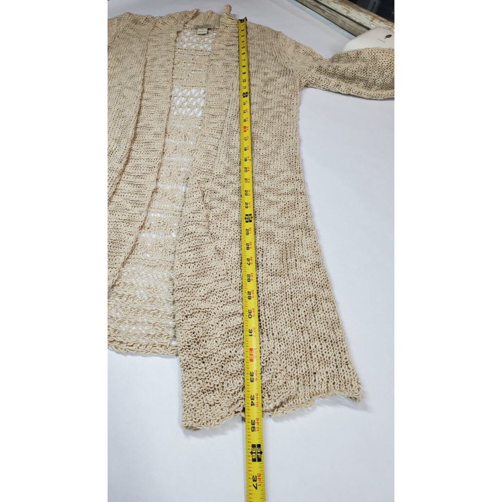 LUCKY BRAND Womens Small Open Front Cardigan Sweater Ivory Crochet Bohemian Boho - Picture 9 of 9